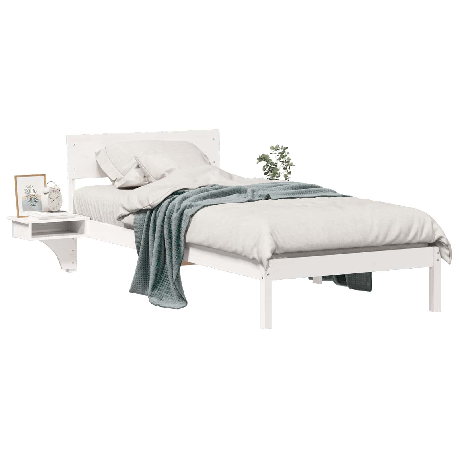 Estrutura da cama branco 80 x 200 cm madeira de pinheiro sólida