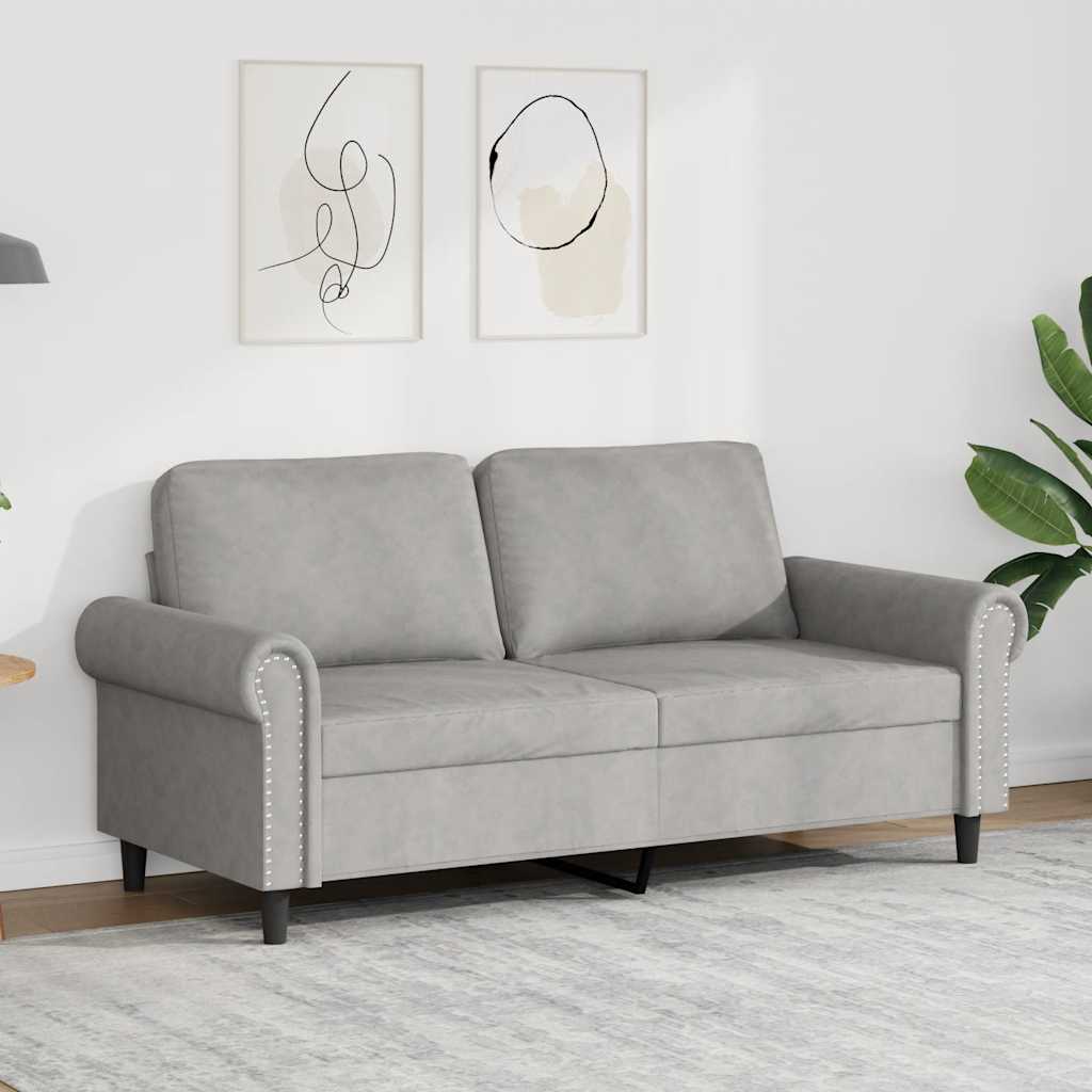 Sofá de 2 lugares 140 cm veludo cinza-claro