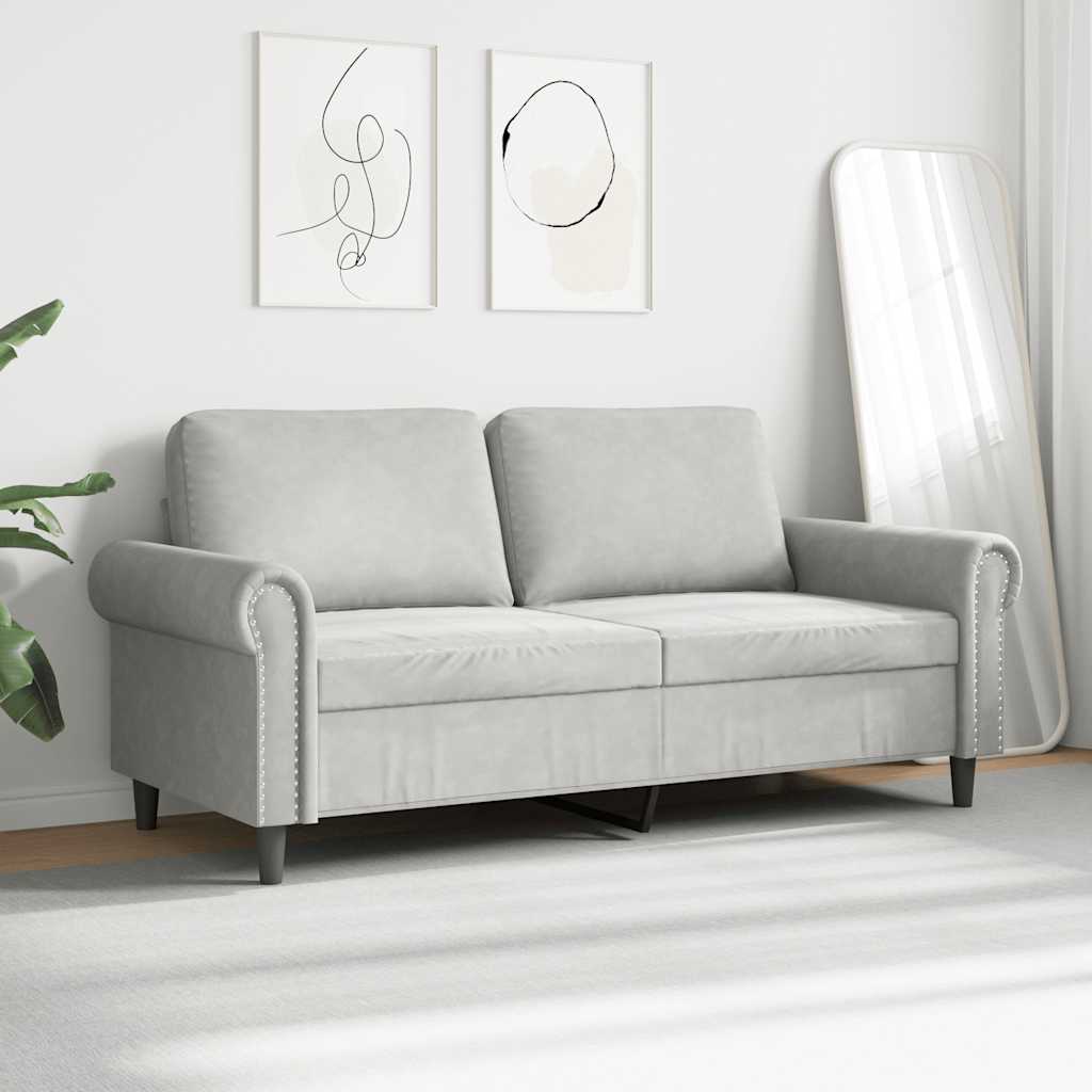 Sofá de 2 lugares 140 cm veludo cinza-claro