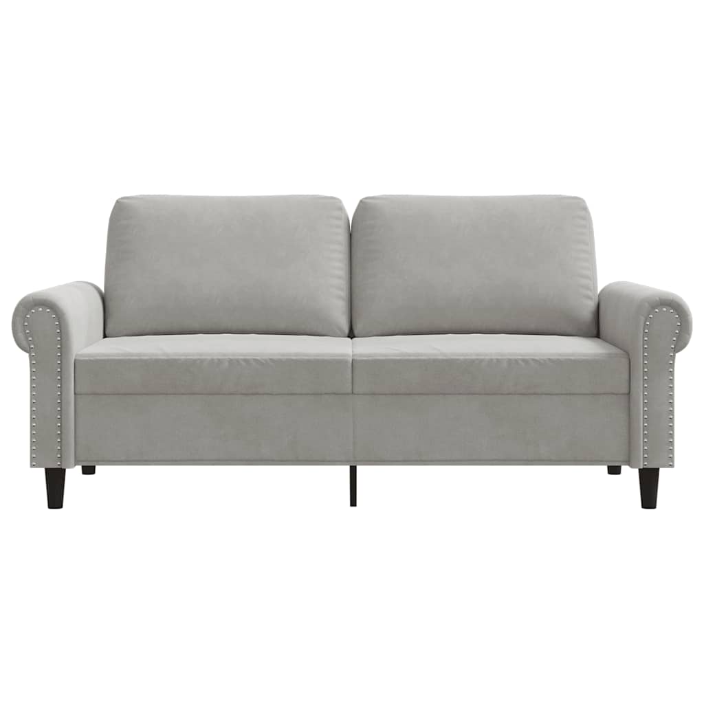 Sofá de 2 lugares 140 cm veludo cinza-claro