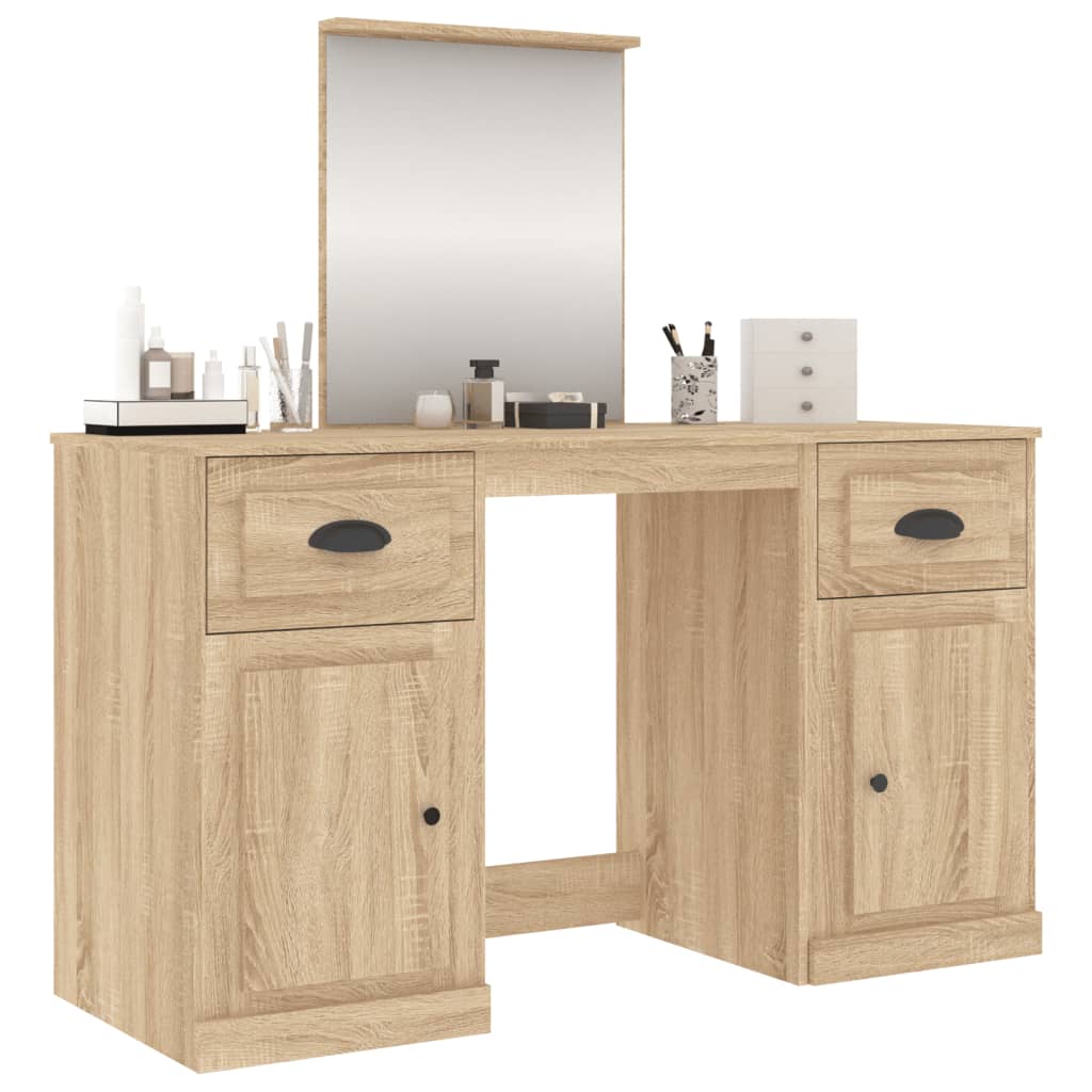 Toucador com espelho 130x50x132,5 cm cor carvalho sonoma