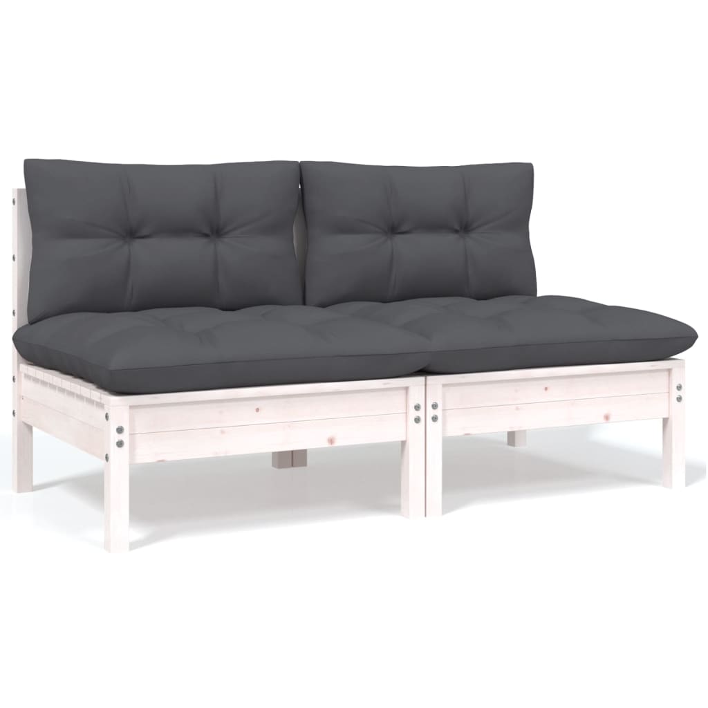 9 Pcs conj. lounge de jardim c/ almofadões pinho maciço