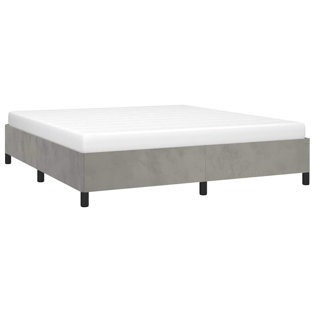 Estrutura de cama sem colchão, cinza claro, 193x203 cm, tamanho king, veludo