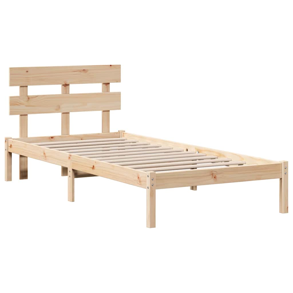 Estrutura da cama castanho 80 x 200 cm madeira de pinho maciça