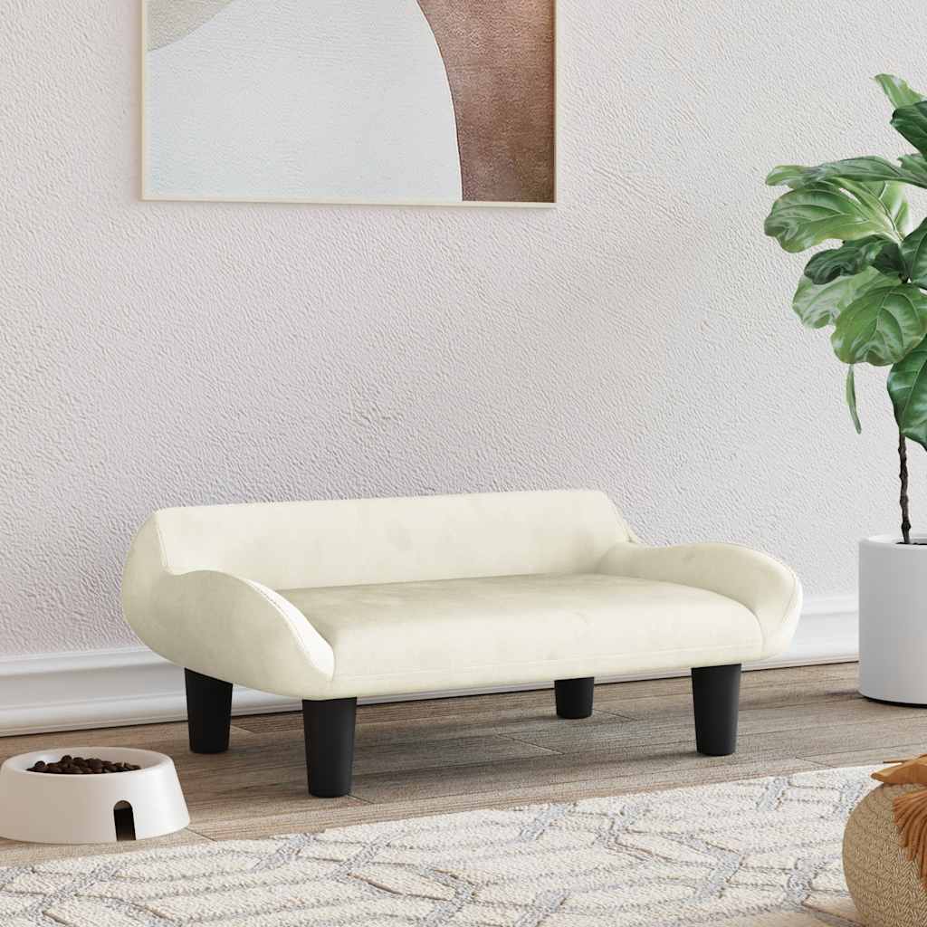 Cama para cães 70x40x24 cm veludo cor creme