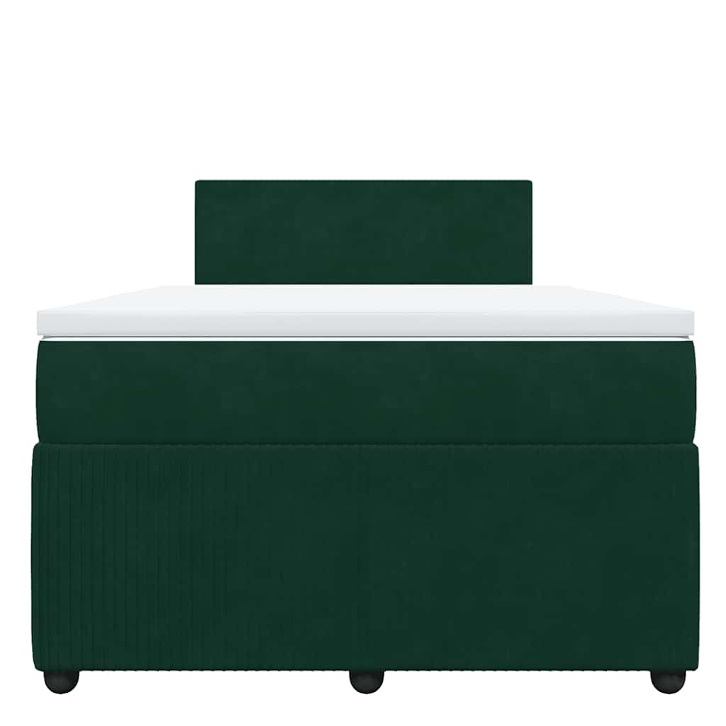 Cama boxspring com colchão 120x200 cm veludo verde-escuro