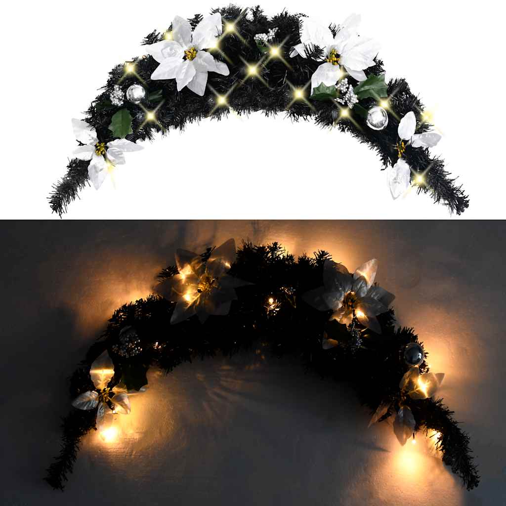 Grinalda de natal com luzes LED 90 cm PVC preto
