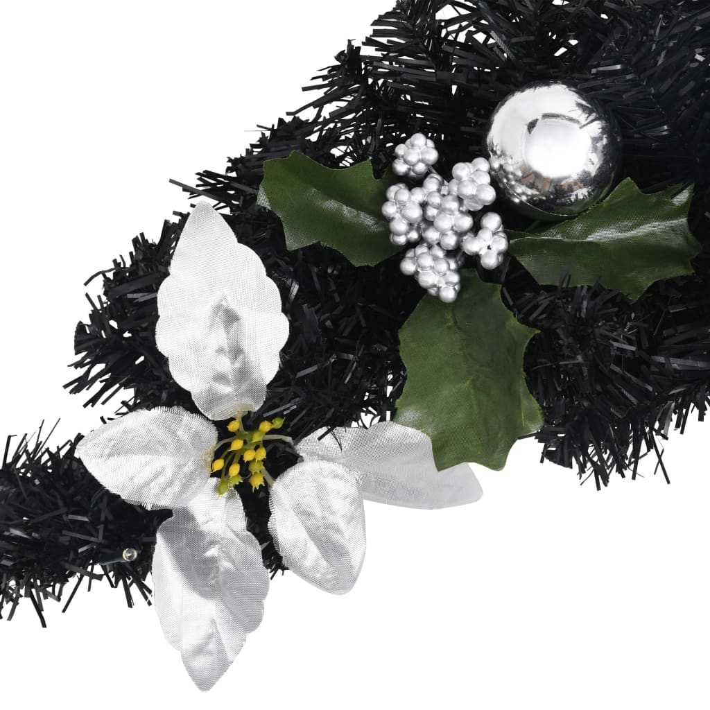 Grinalda de natal com luzes LED 90 cm PVC preto