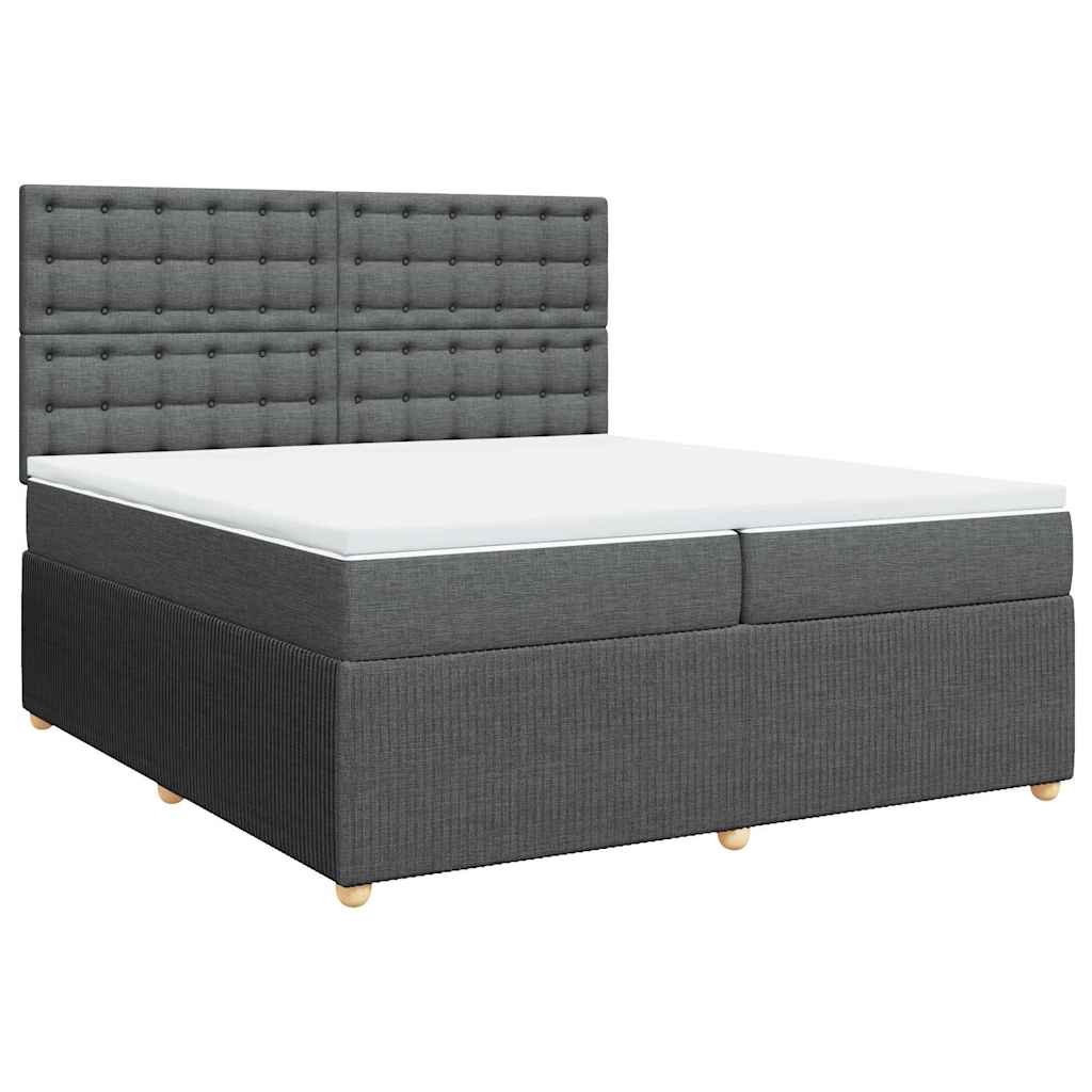 Cama com molas/colchão 200x200 cm tecido cinzento-escuro