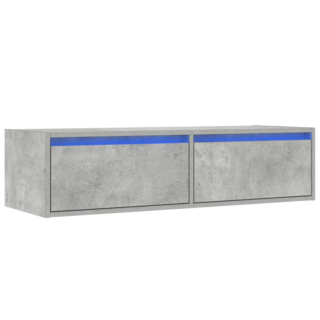 Móvel de TV com luzes LED 100x35,5x25 cm cinzento cimento