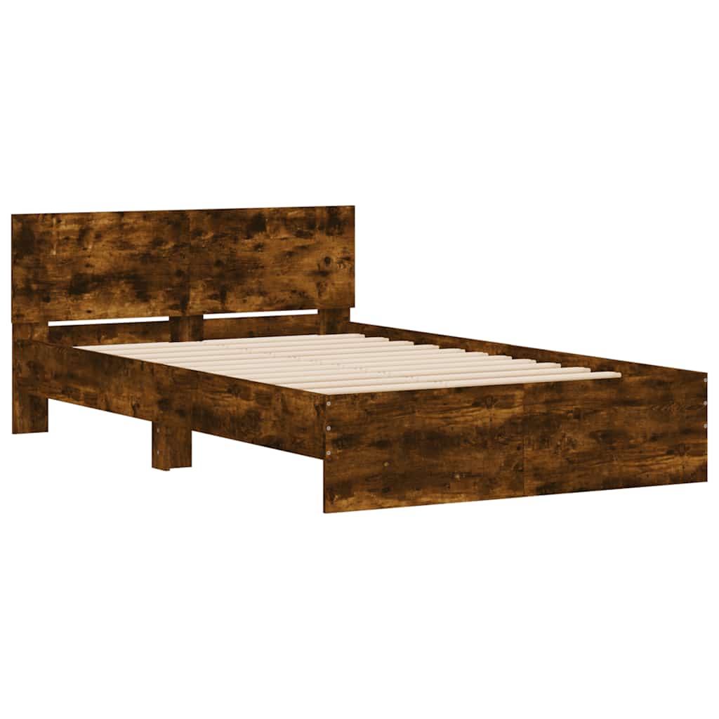 Estrutura de cama com cabeceira 120x190 cm carvalho fumado