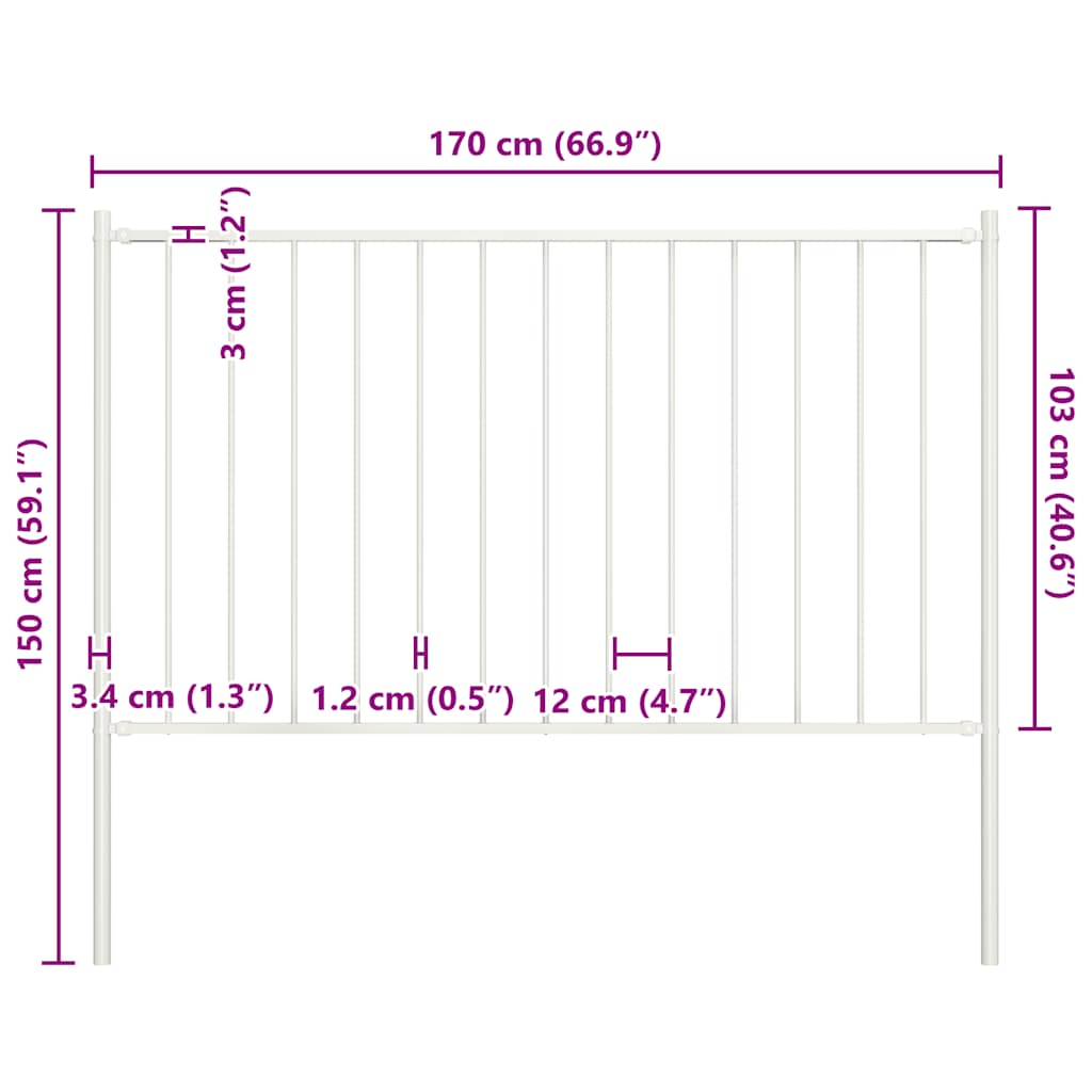 Painel de cerca woerden com postes de aço 1,7x1 m branco