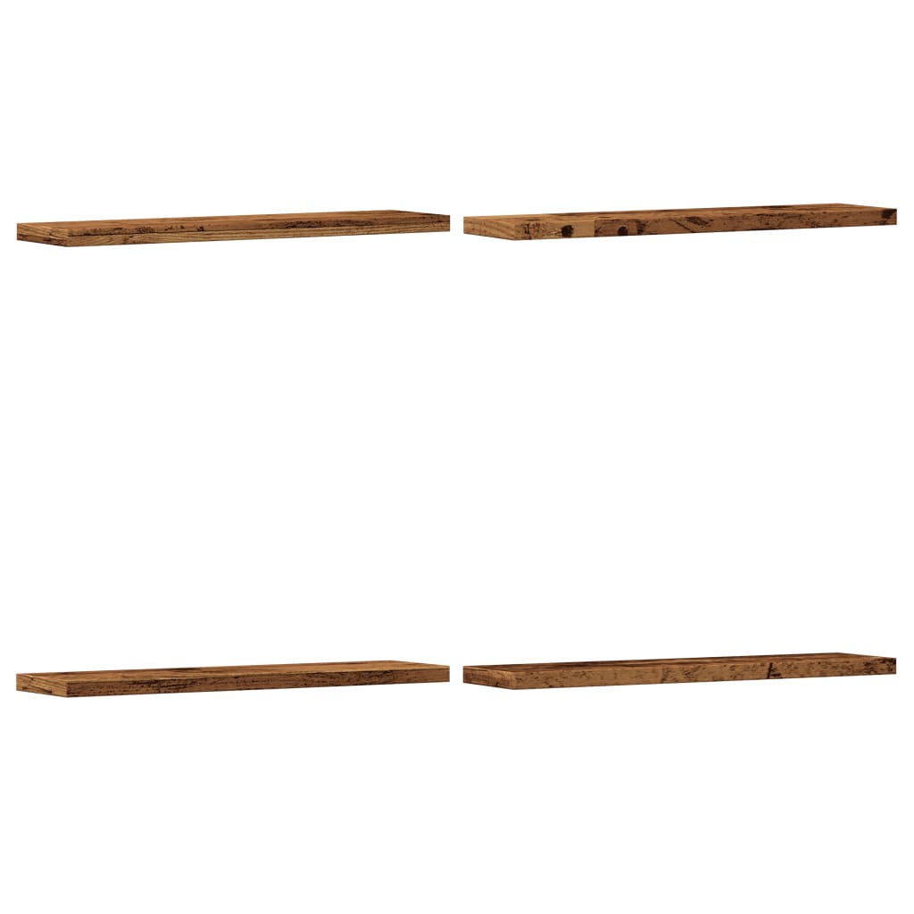 Prateleiras de parede 4 pcs derivados de madeira madeira velha
