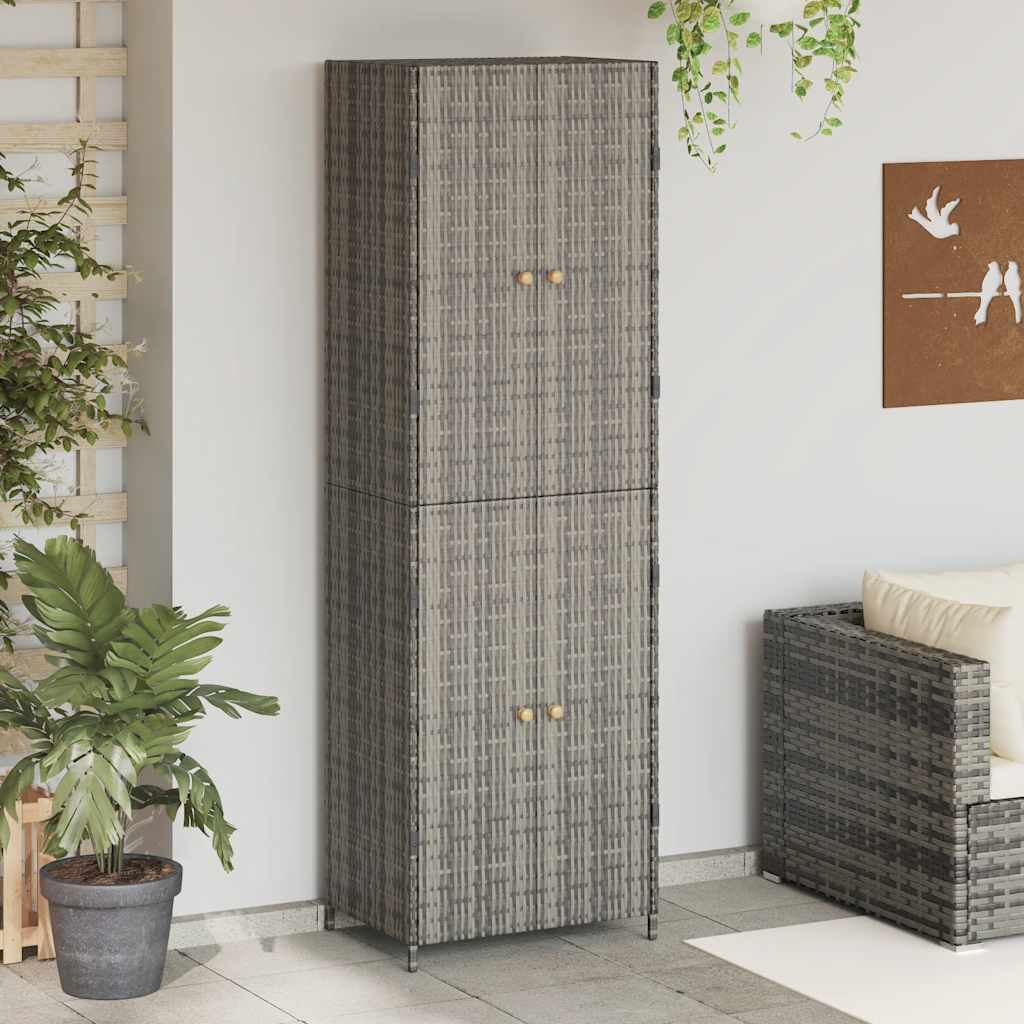 Armário de arrumação p/ jardim 59x40x180 cm vime PE cinza