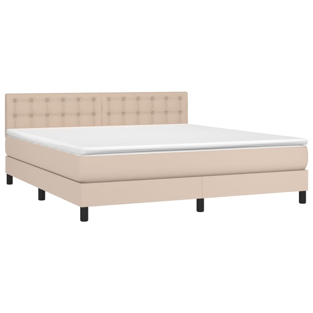 Cama com molas/colchão 180x200 cm couro artificial cappuccino