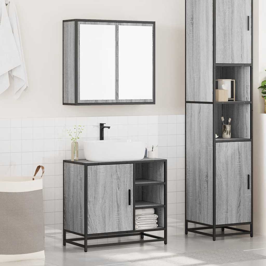 2 Pcs conjunto móveis wc derivados de madeira sonoma cinza
