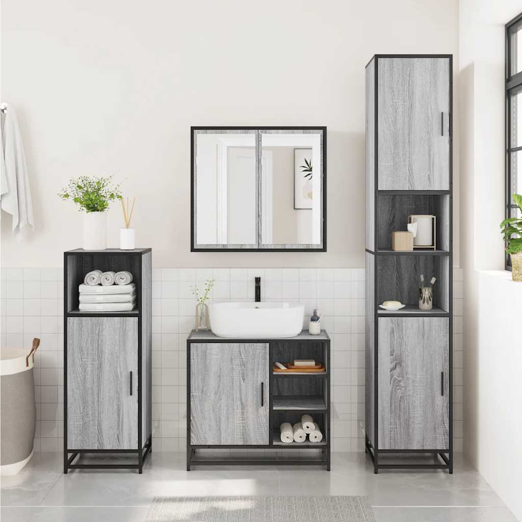 2 Pcs conjunto móveis wc derivados de madeira sonoma cinza