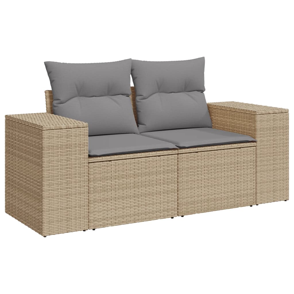 9 Pcs conjunto de sofás p/ jardim com almofadões vime PE bege