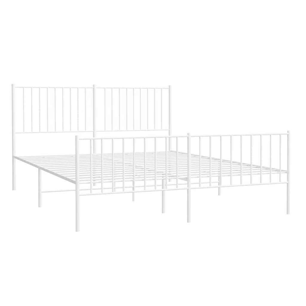 Estrutura de cama com cabeceira e pés 160x200 cm metal branco