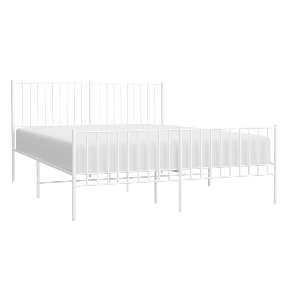 Estrutura de cama com cabeceira e pés 160x200 cm metal branco