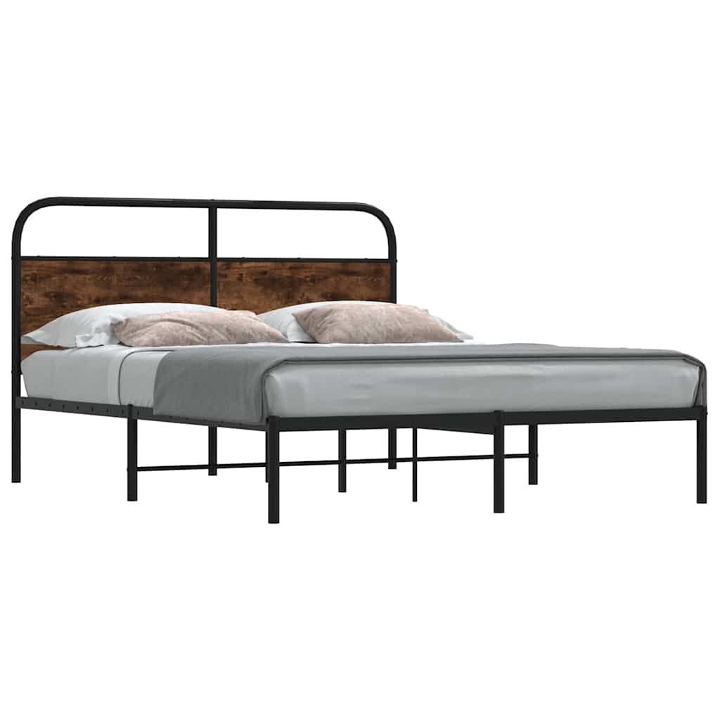 Estrutura de cama s/ colchão derivados madeira carvalho fumado