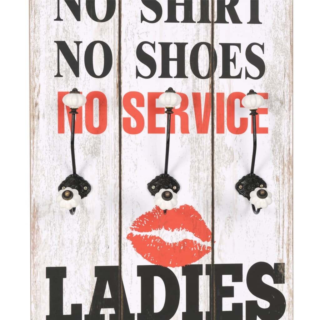 Bengaleiro de parede com 6 ganchos 120x40 cm men ladies