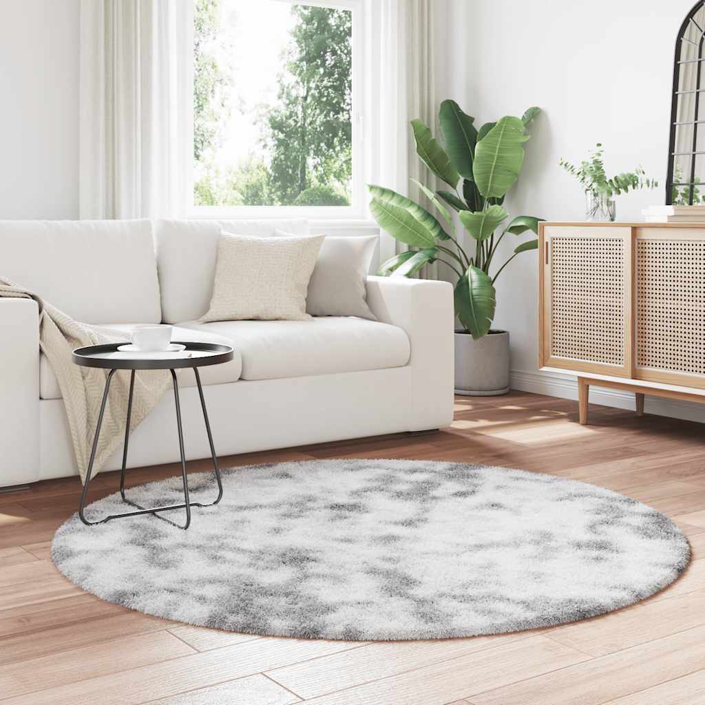 Tapete shaggy de pelo alto navarra 160x160 cm cinzento prateado