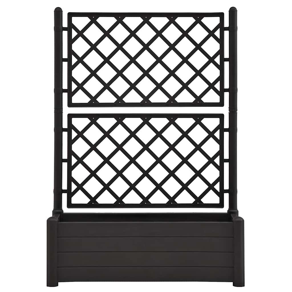 Vaso/floreira de jardim com treliça 100x43x142 cm PP antracite