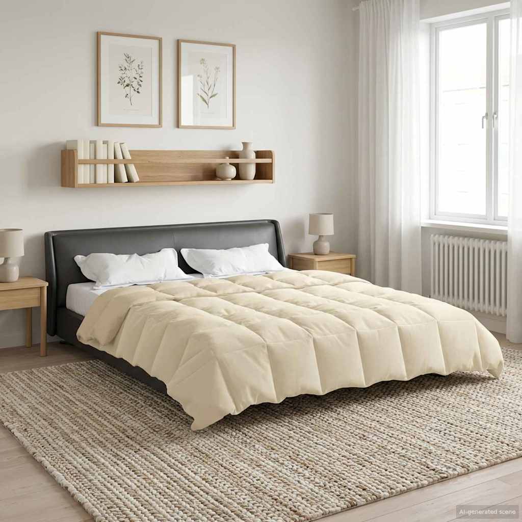 Edredom de verão simples creme 200 x 240 cm microfibra