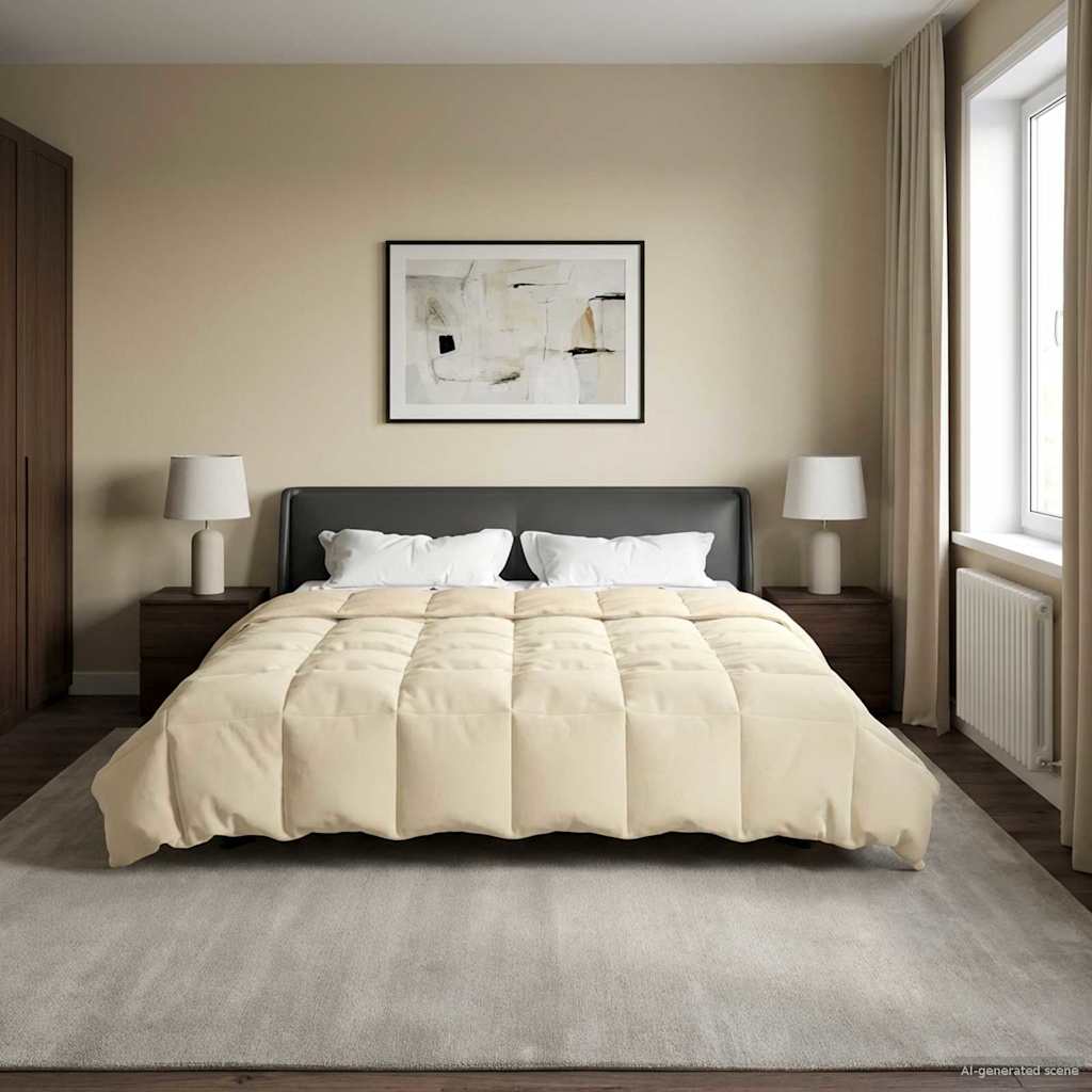 Edredom de verão simples creme 200 x 240 cm microfibra
