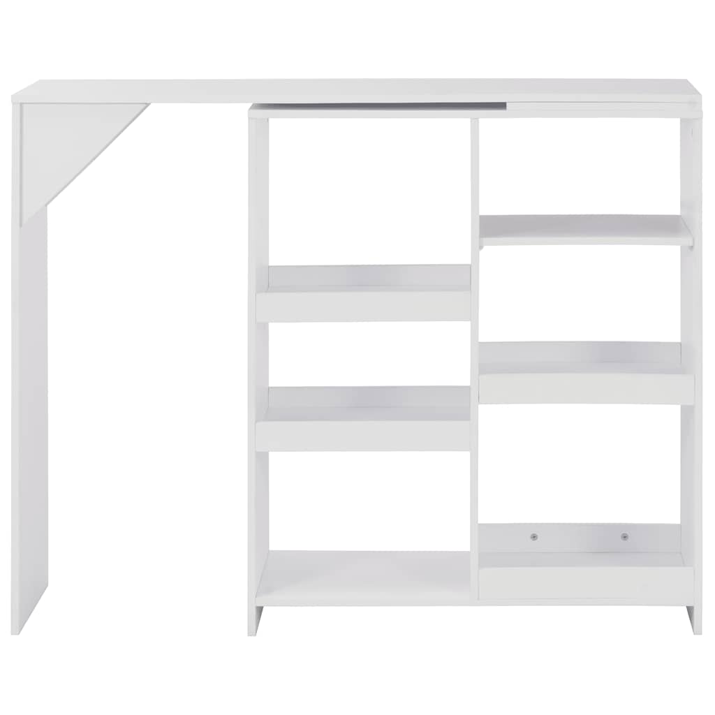 Mesa de bar com prateleira movível branco 138x39x110 cm