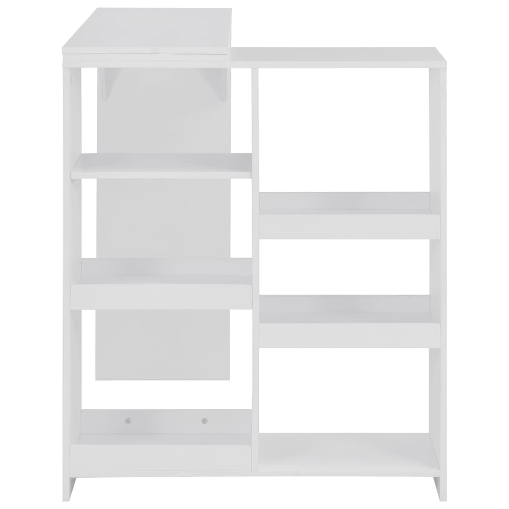 Mesa de bar com prateleira movível branco 138x39x110 cm