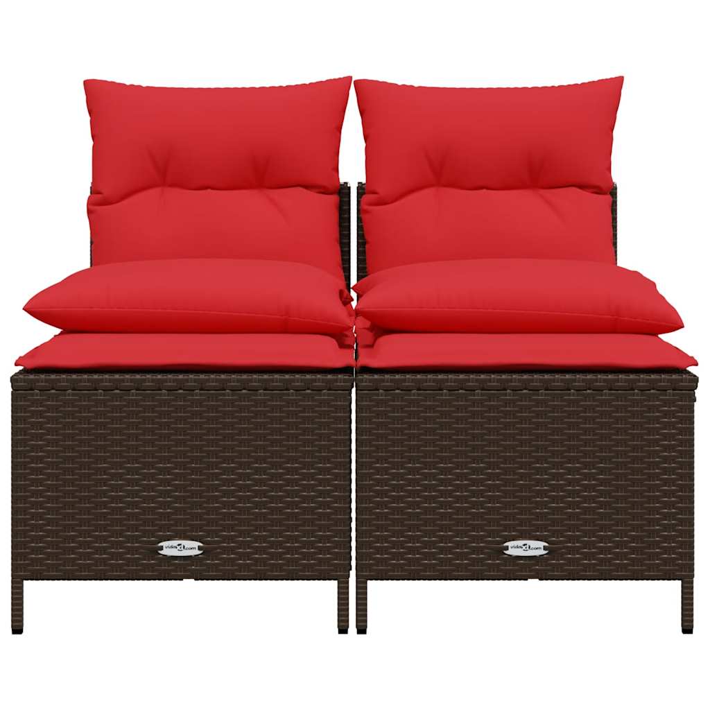 Conjunto de sofá de jardim com 4 peças e almofadas em rattan sintético marrom