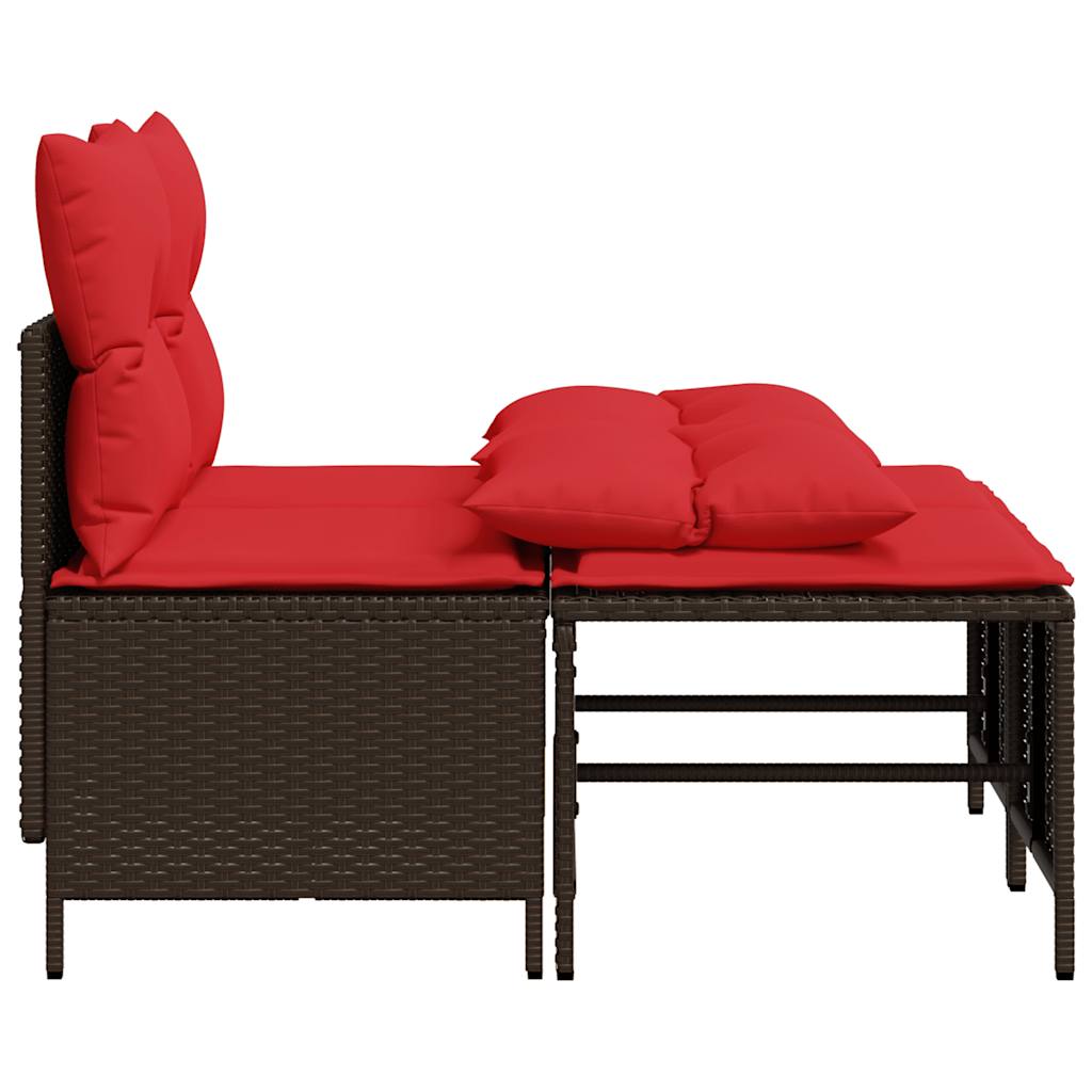 Conjunto de sofá de jardim com 4 peças e almofadas em rattan sintético marrom