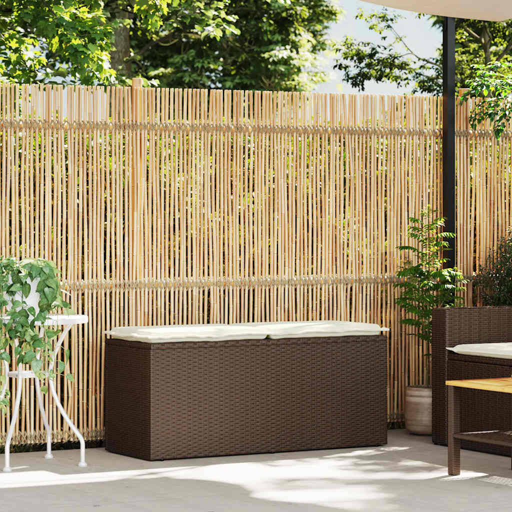 Banco de jardim com almofadão 110x40x44 cm vime PE castanha