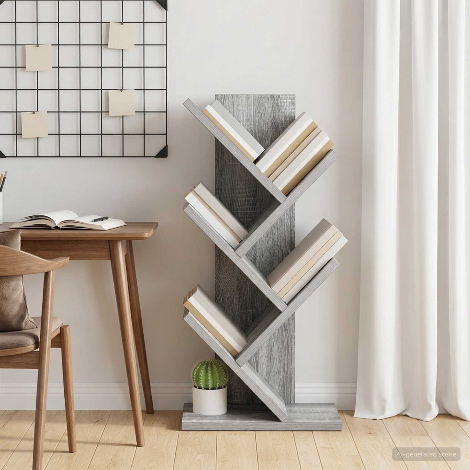 Estante de livros em árvore 4 andares 30 x 18 x 60 cm