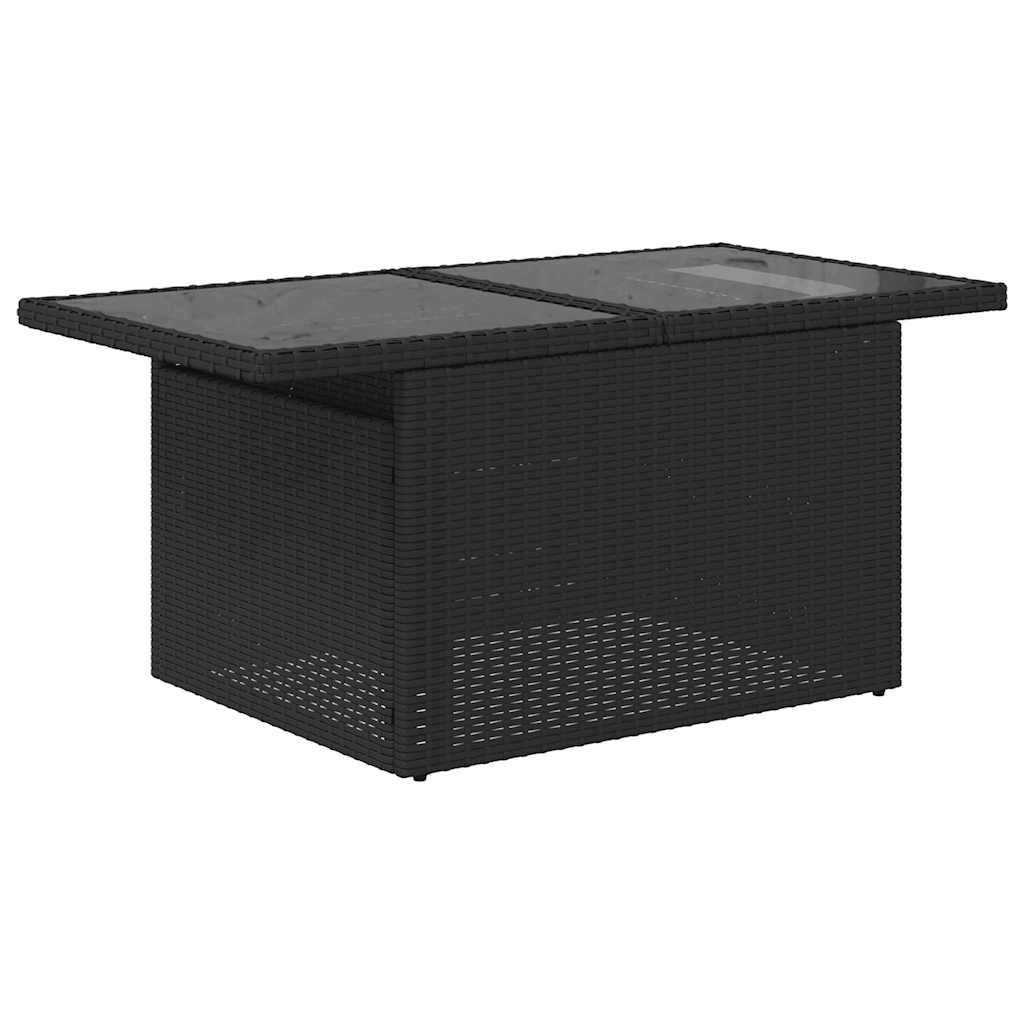 6 Pcs conjunto sofás de jardim c/ almofadões vime PE preto