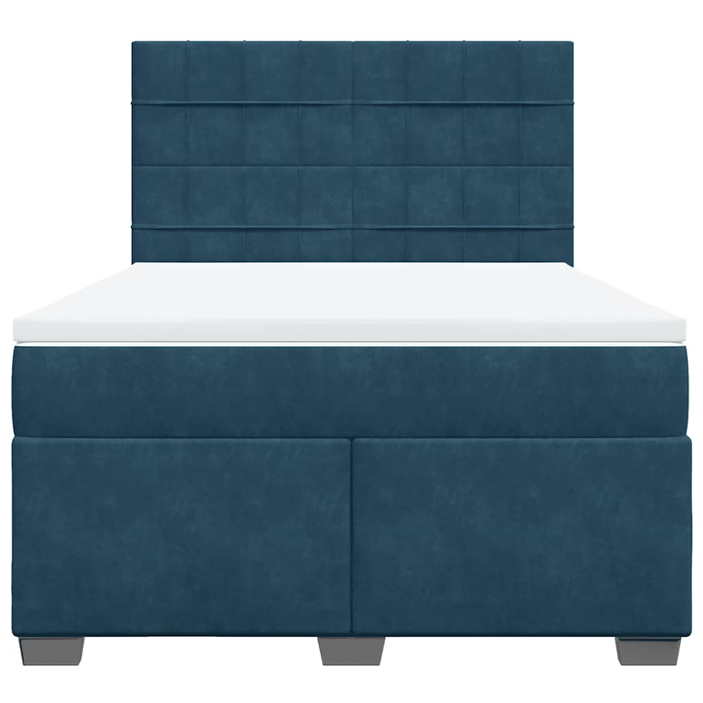 Cama com molas/colchão 140x200 cm veludo azul