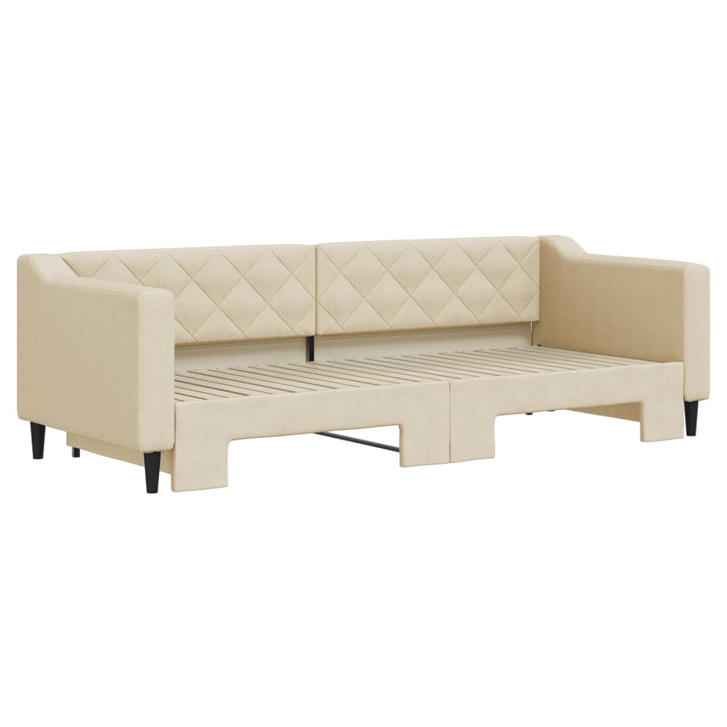 Sofá-cama com gavetão 80x200 cm tecido cor creme