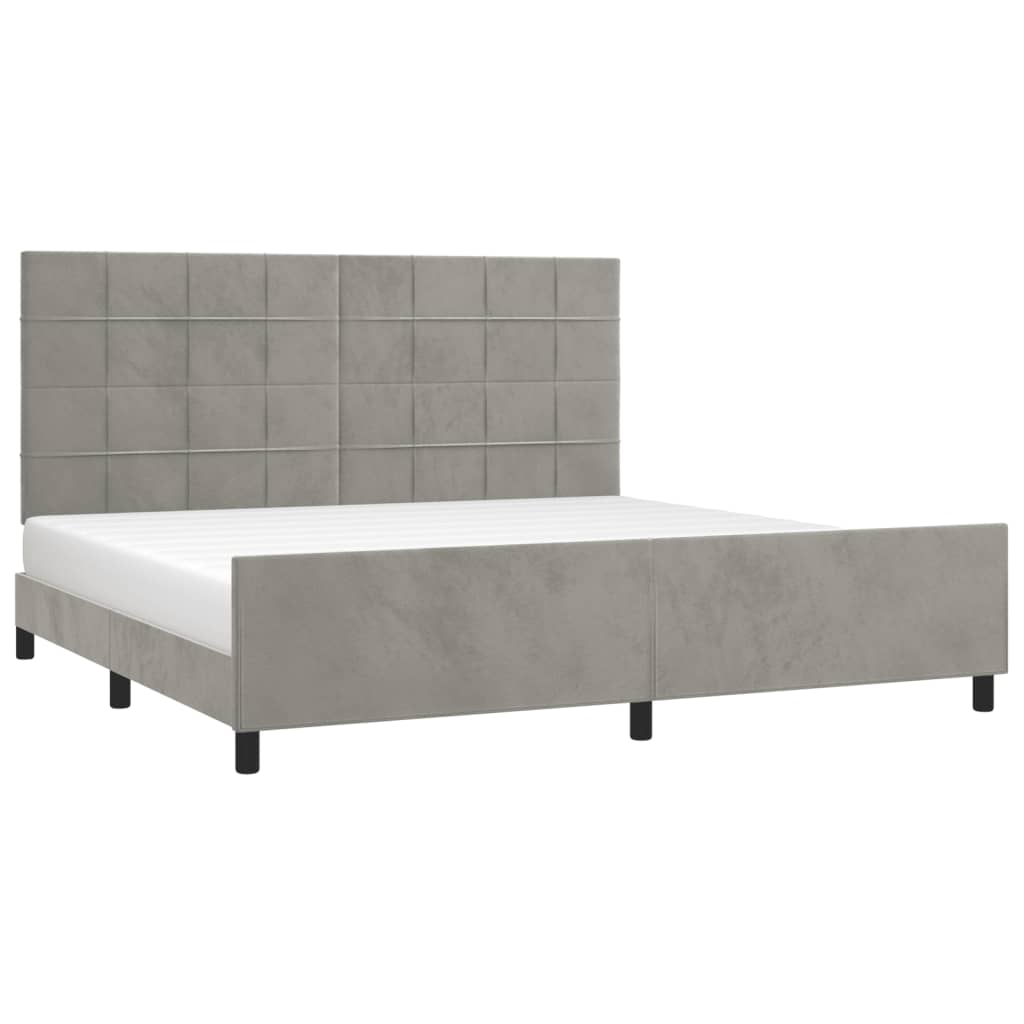 Estrutura de cama sem colchão 200x200 cm veludo cinzento-claro