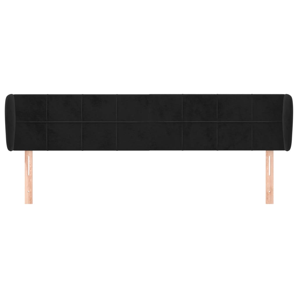 Cabeceira de cama c/ abas veludo 183x23x78/88 cm preto