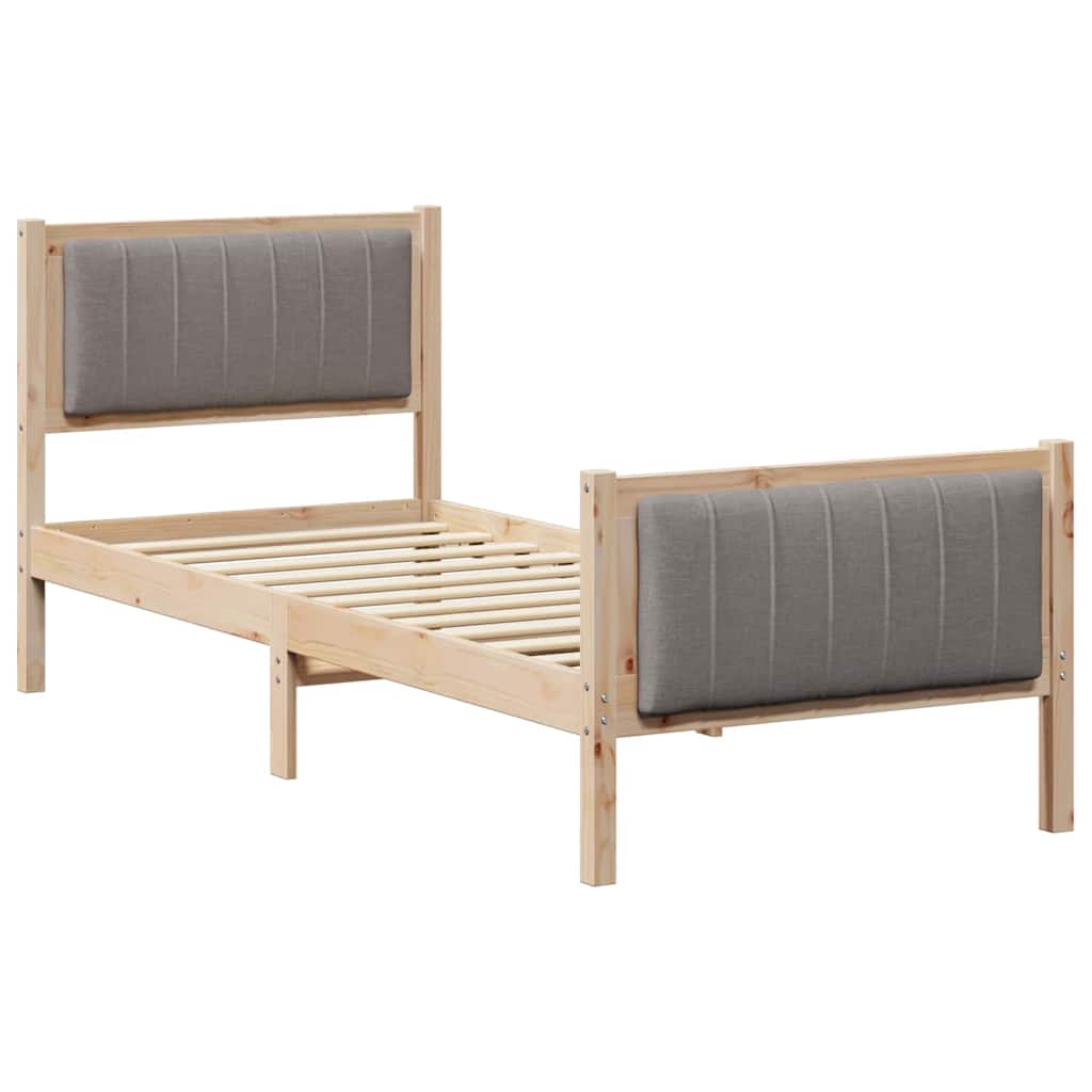 Estrutura da cama com cabeceira marrom e taupe 80 x 200 cm