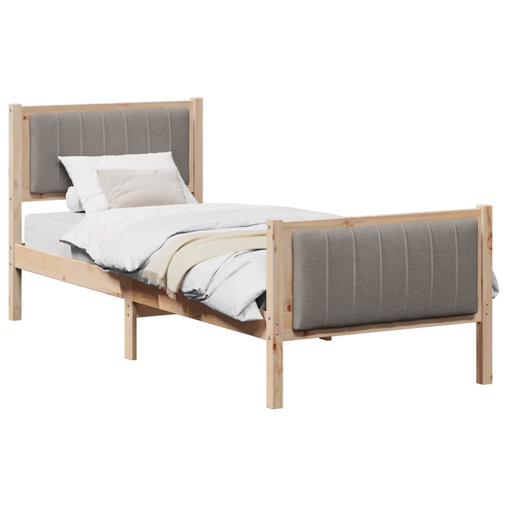 Estrutura da cama com cabeceira marrom e taupe 80 x 200 cm