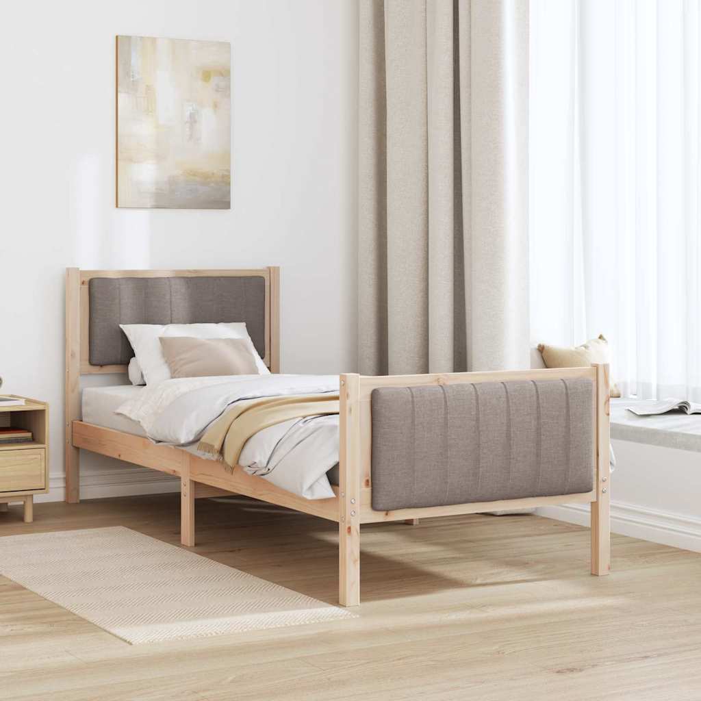 Estrutura da cama com cabeceira marrom e taupe 80 x 200 cm