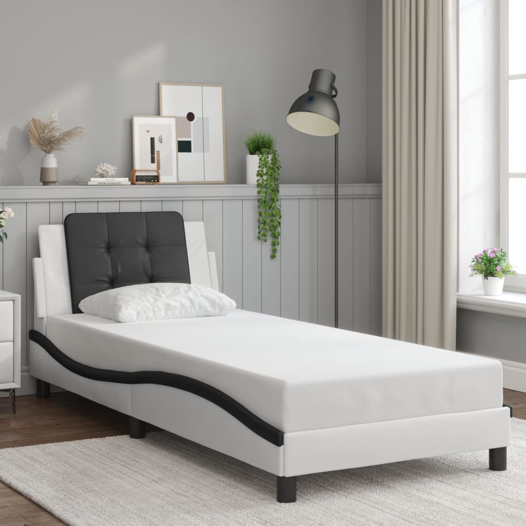 Estrutura de cama com LED sem colchão zadar 90x190 cm branco/preto