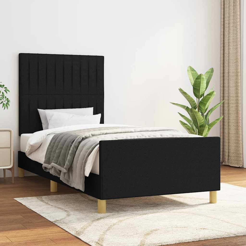 Estrutura de cama sem colchão 90x190 cm tecido preto