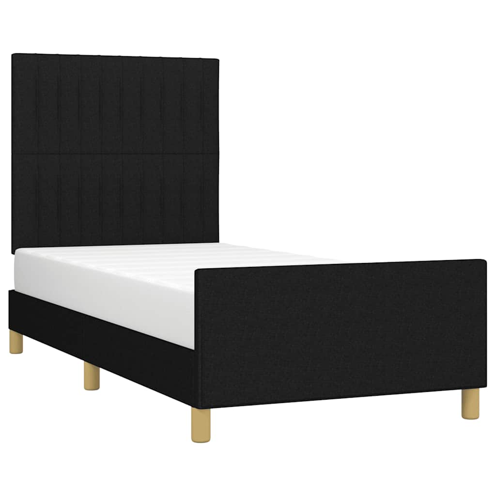 Estrutura de cama sem colchão 90x190 cm tecido preto