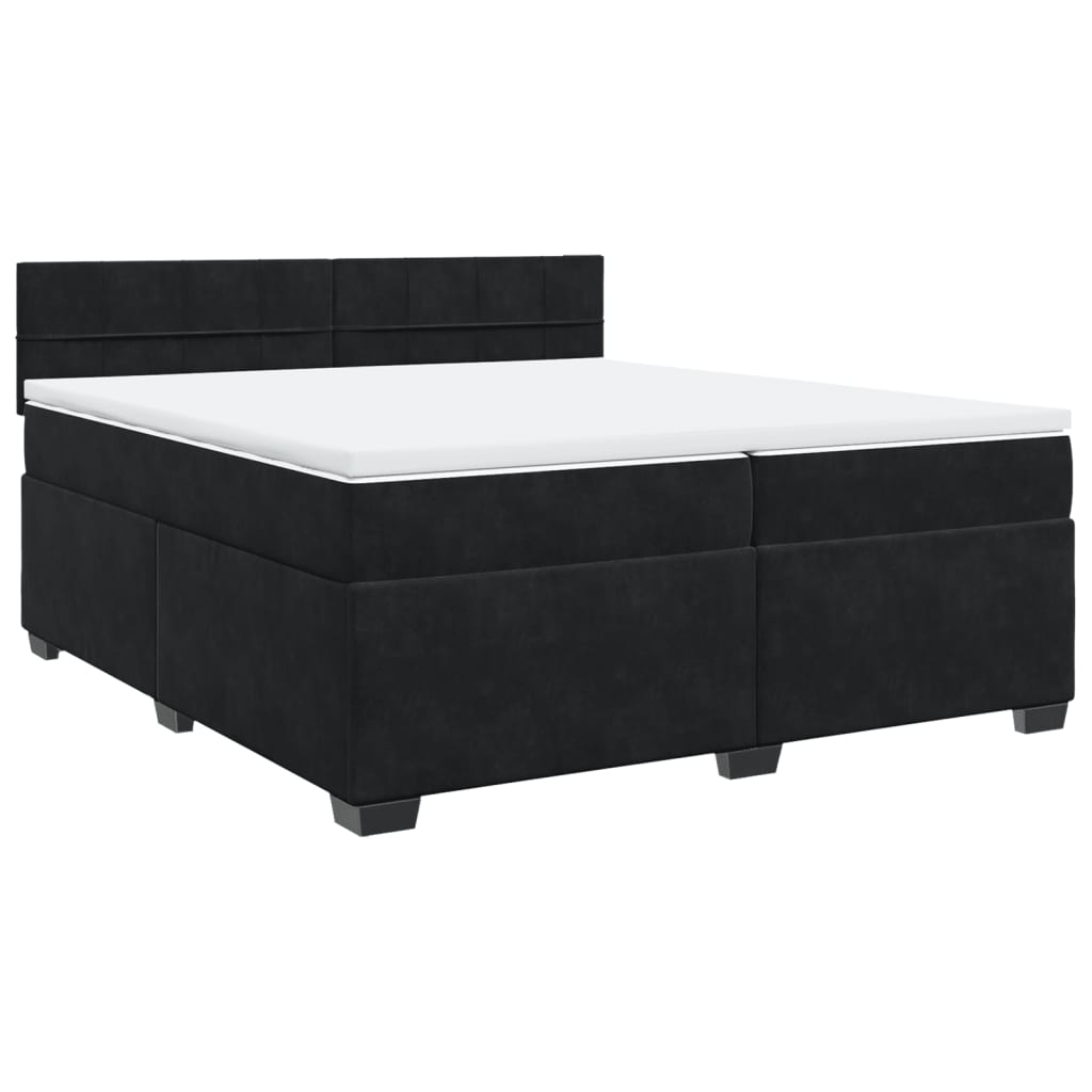 Cama com molas/colchão 200x200 cm veludo preto