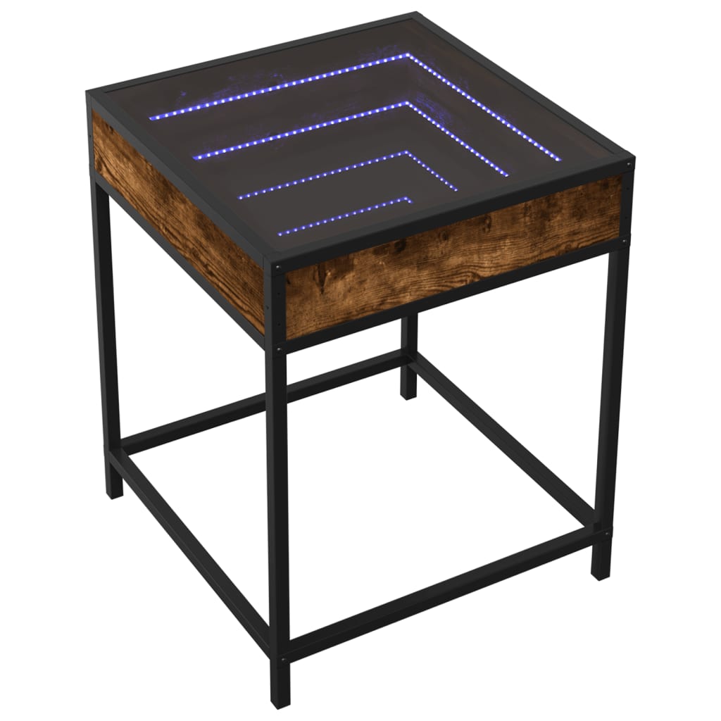 Mesa de cabeceira c/ LED infinity 40x40x51 cm carvalho fumado