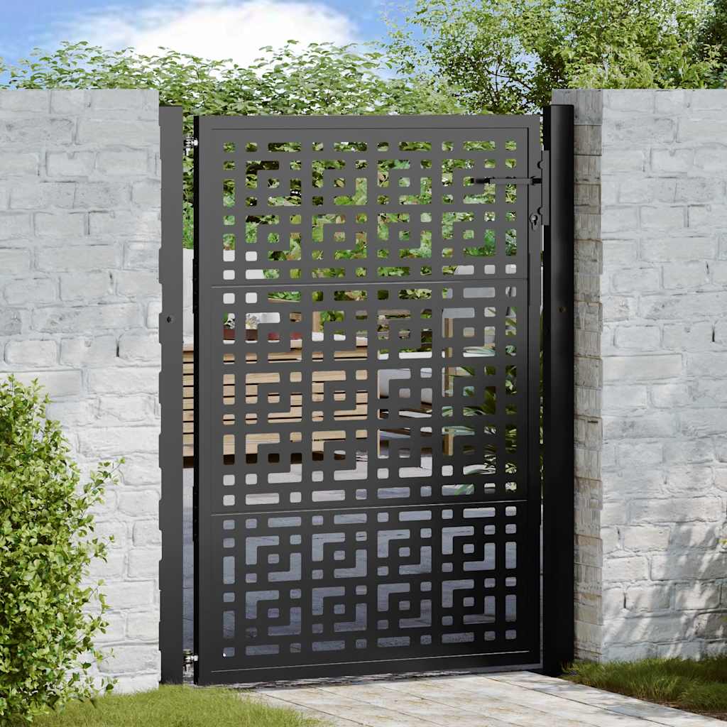 Portão de jardim preto 100x125 cm aço design em cruz